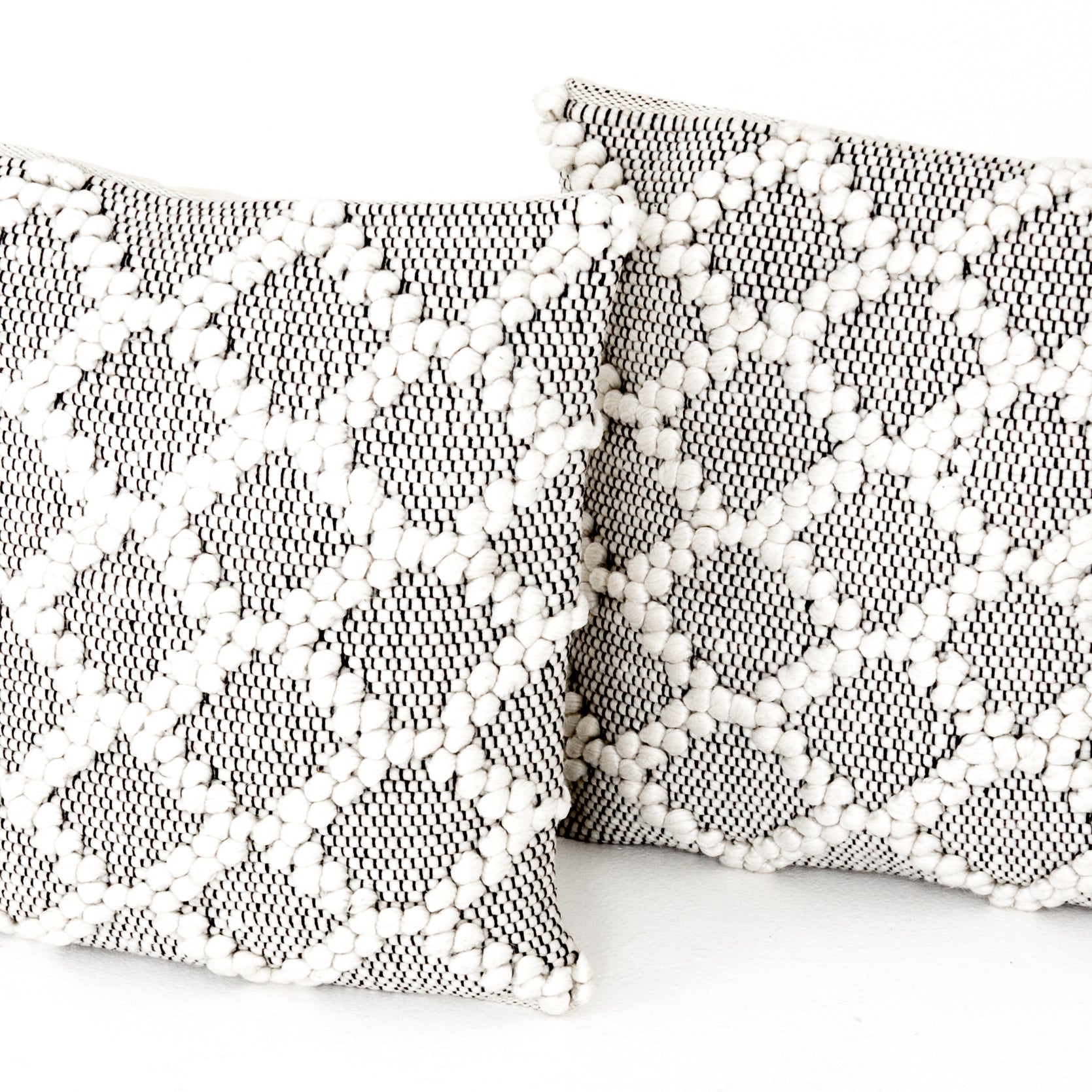 Set of 2 Black & Cream Diamond Pillows in Various Sizes