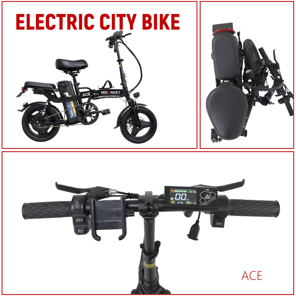 MIDONKEY ACE Folding Ebike 100000 Sets Sold Most Selling  in Alibaba 14 inch Wheel Size Electric City Bike