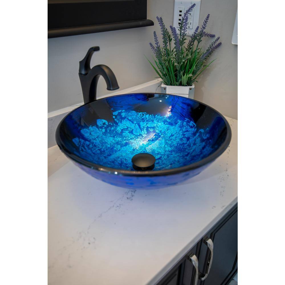 Eden Bath Vibrant Blue Foil Glass Vessel Sink EB_GS63