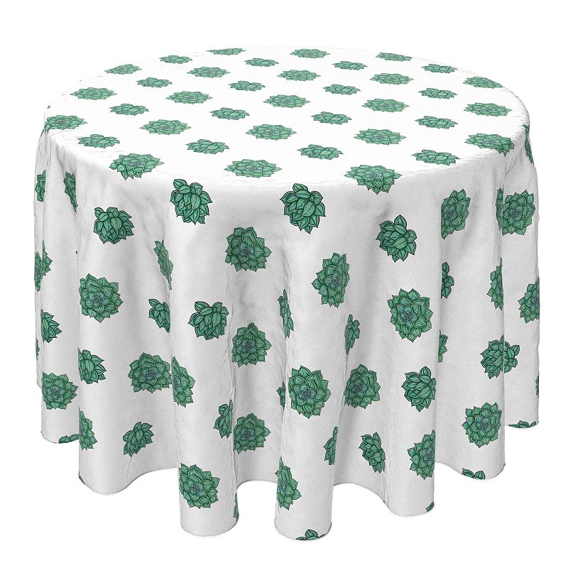 Round Tablecloth， 100% Cotton， 60 Round， Echeveria Plants