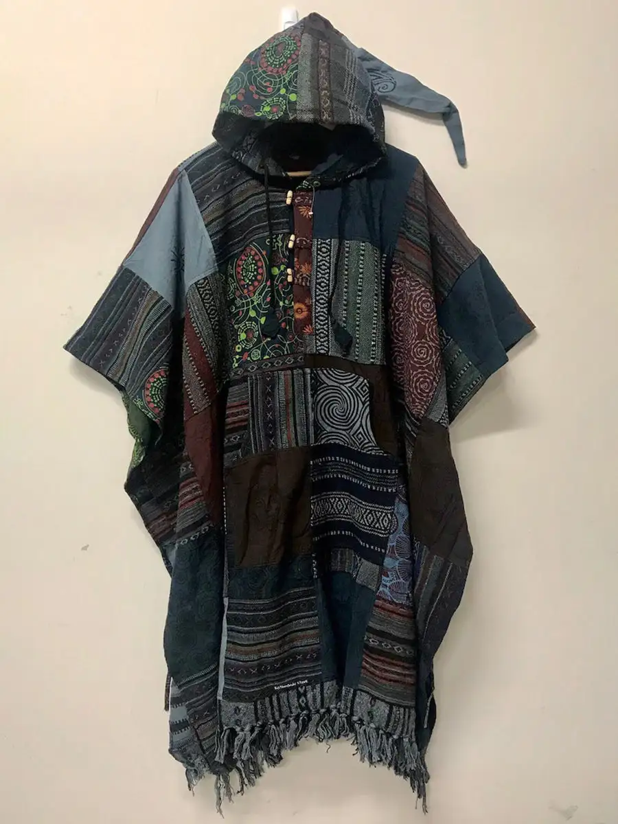 Ethnic Style Striped Printed Hooded Cloak