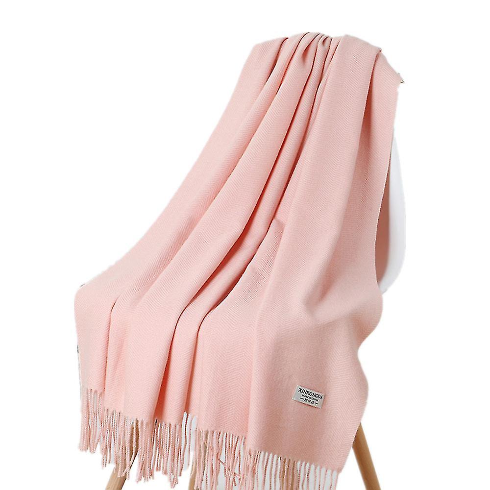 Wool Scarf Ladies In Winter， Cashmere Solid Color Water Wave Shawl With Thick Warm Surround 80