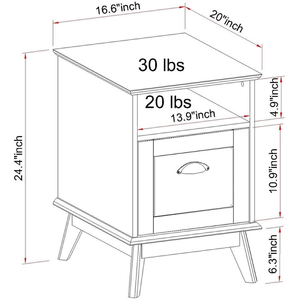 Caffoz Wooden Home Office File Cabinet with Fully Extended Drawer