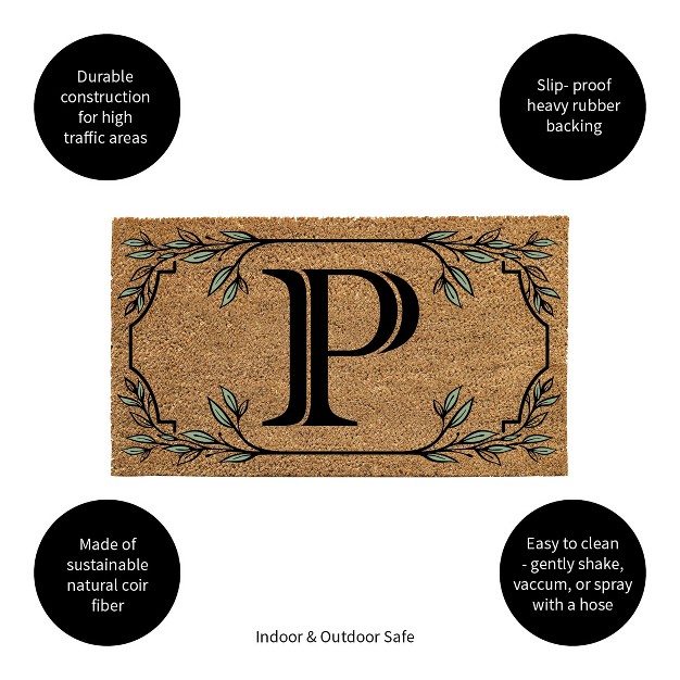 X 16 quot Monogram Coir Mat Letter quot p quot