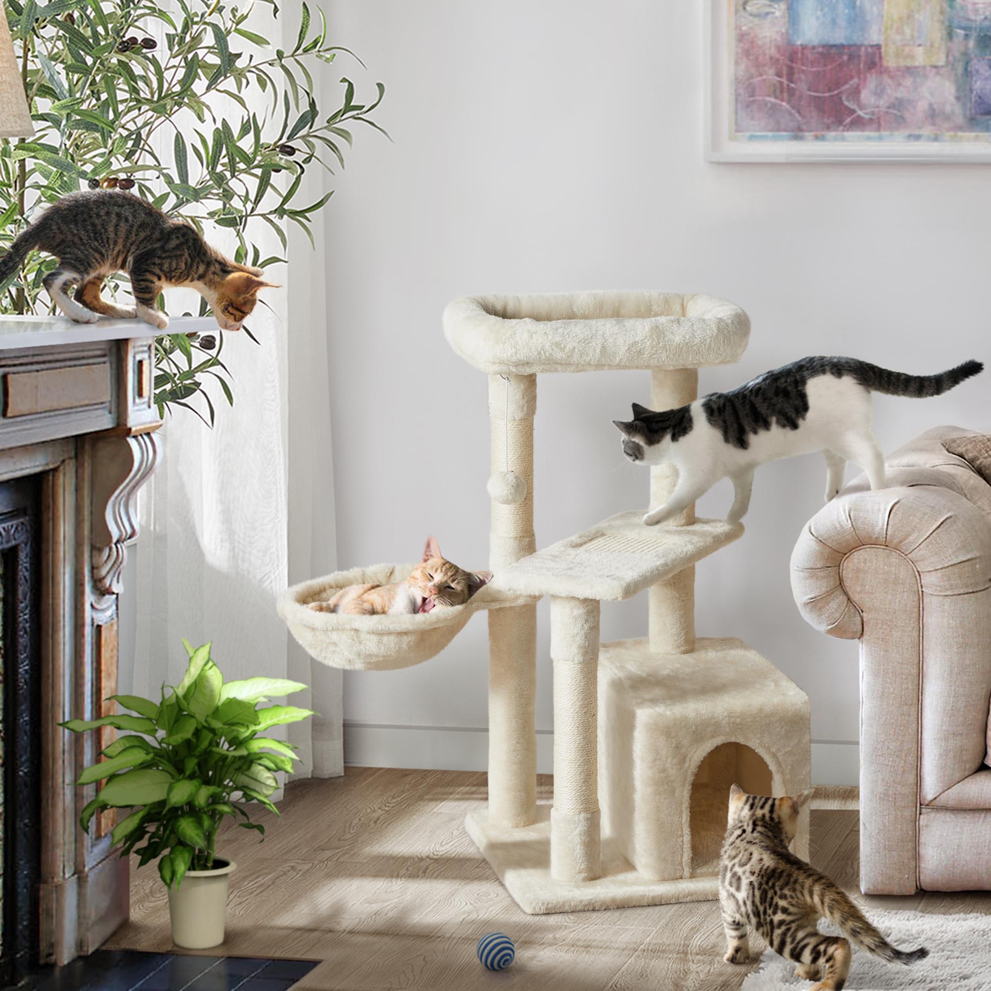 Topeakmart Beige Plush Cat Tree for Kittens， 33