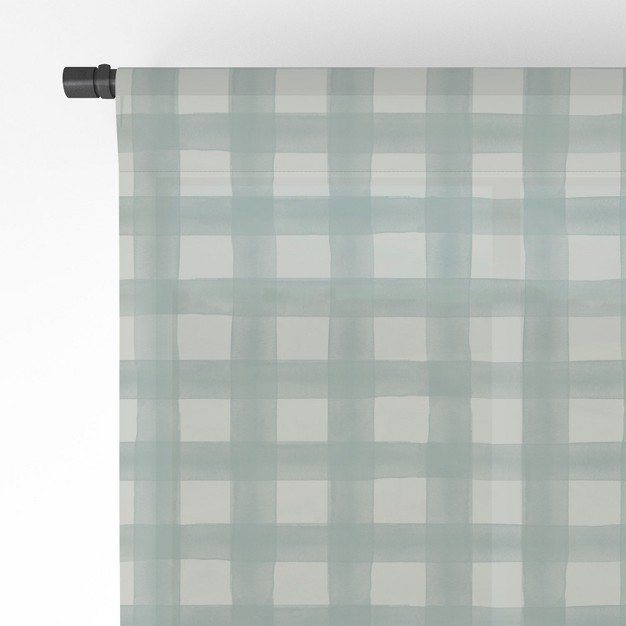 Little Arrow Design Co Watercolor Plaid Dusty Blue Single Panel Sheer Window Curtain Deny Designs