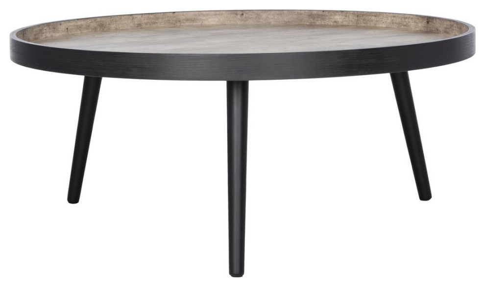 Roxie Round Tray Top Coffee Table Light Grey/ Black   Midcentury   Coffee Tables   by AED Luxury Home Decor  Houzz