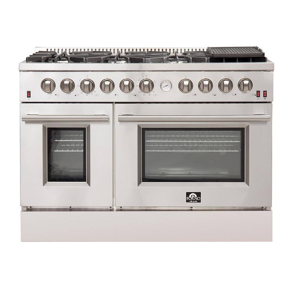 Forno Professional 48 in. Freestanding Double Oven Dual Fuel Range 8 Burners Stainless Steel with AirFry FFSGS6291-48