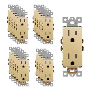 ENERLITES 15 Amp Decorator Duplex Outlet Receptacle Tamper Resistant Gold (20-Pack) 61501-TR-GD-20P