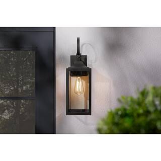 Home Decorators Collection Havenridge 1-Light Matte Black Hardwired Outdoor Wall Lantern Sconce with Clear Glass (1-Pack) KSZ1601AM-01MB