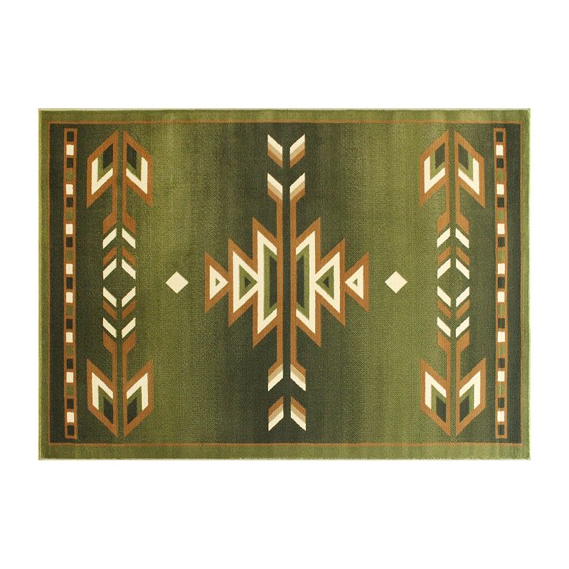 Masada Rugs Masada Rugs Southwest 4'x5' Native American Area Rug in Green