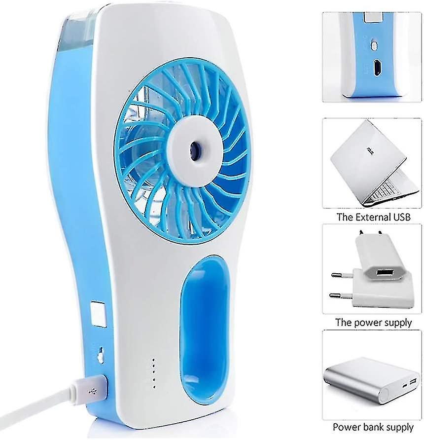 Handheld Fans， Mist Fan， Usb Water Spray Fan 3 Settings Portable Mini Desk Fan 2200mah Battery Cooling Personal Humidifier Quiet Fan