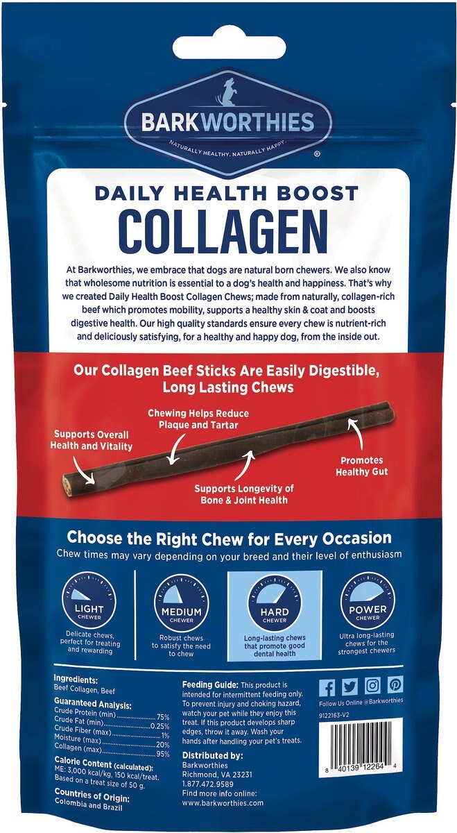 Barkworthies 95% Collagen Beef Sticks Dog Treats