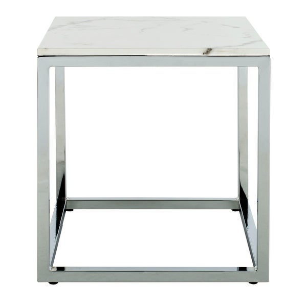 SAFAVIEH Bethany White/ Chrome Square End Table - 19.6