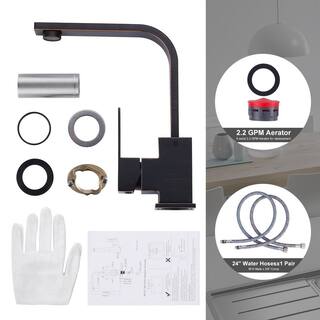 WOWOW Single-Handle Deck Mount Stainless Steel Bar Faucet with Hot and Cold Dual Modes in Oil Rubbed Bronze 2312301RB-BHHD