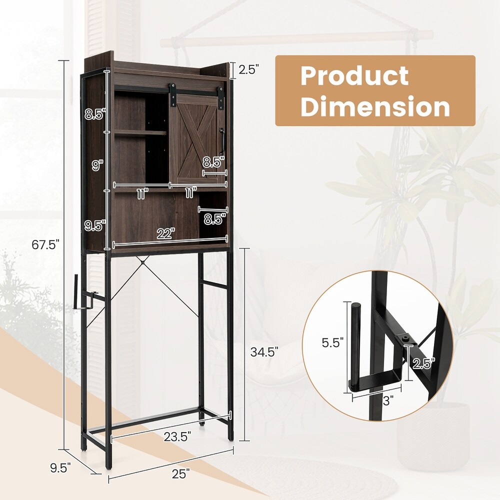 Gymax Over The Toilet Freestanding Storage Rack Bathroom w/ Slipping