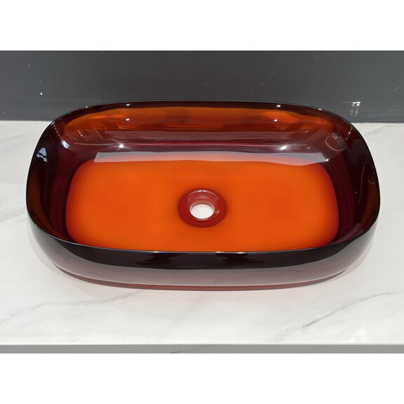 Transparent Red Solid surface basin W1240106950