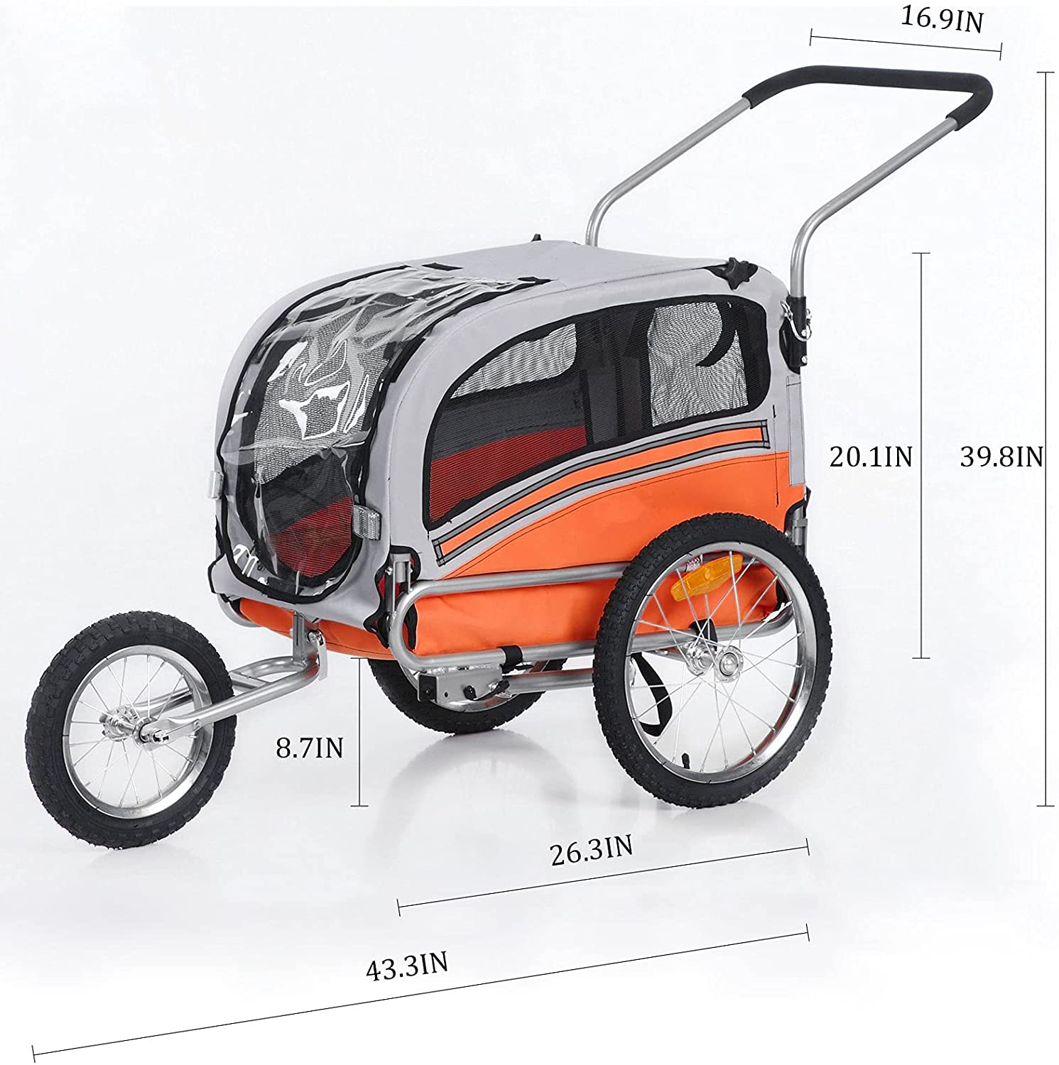 Tomshoo 2 in1 Pet Trailer and Jogger Travel Carrier Suitable for Small and Medium Dogs， Folding Storage