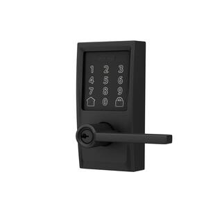 Schlage Century Matte Black Electronic Encode Smart Wi-Fi Latitude Lever with Alarm FE789WB CEN 622 LAT