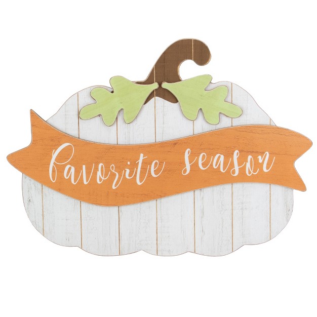 Northlight 19 White Wooden Pumpkin Favorite Season Hanging Wall Sign