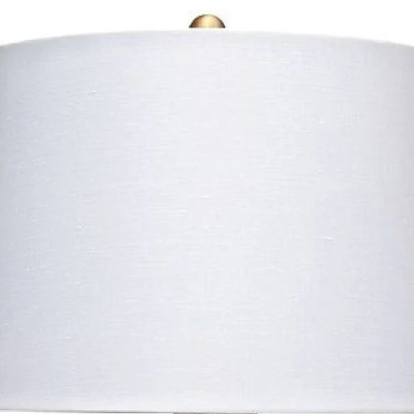 30 Inch Ceramic Table Lamp with Textured Design Base， White