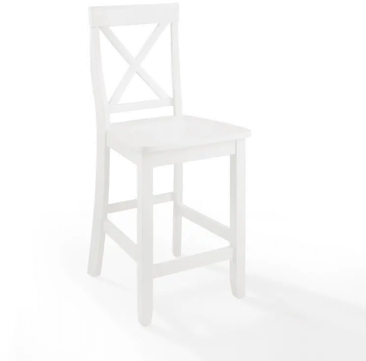 X-Back White Counter Height Stool， Set of 2