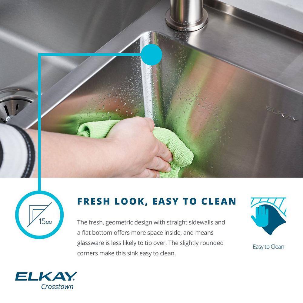 Elkay Crosstown Drop-InUndermount Stainless Steel 33 in. 2-Hole Double Bowl Kitchen Sink with Bottom Grids HDDB332292F