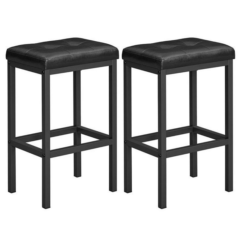 BreeBe Set of 2 Black Bar Stools with Cushion