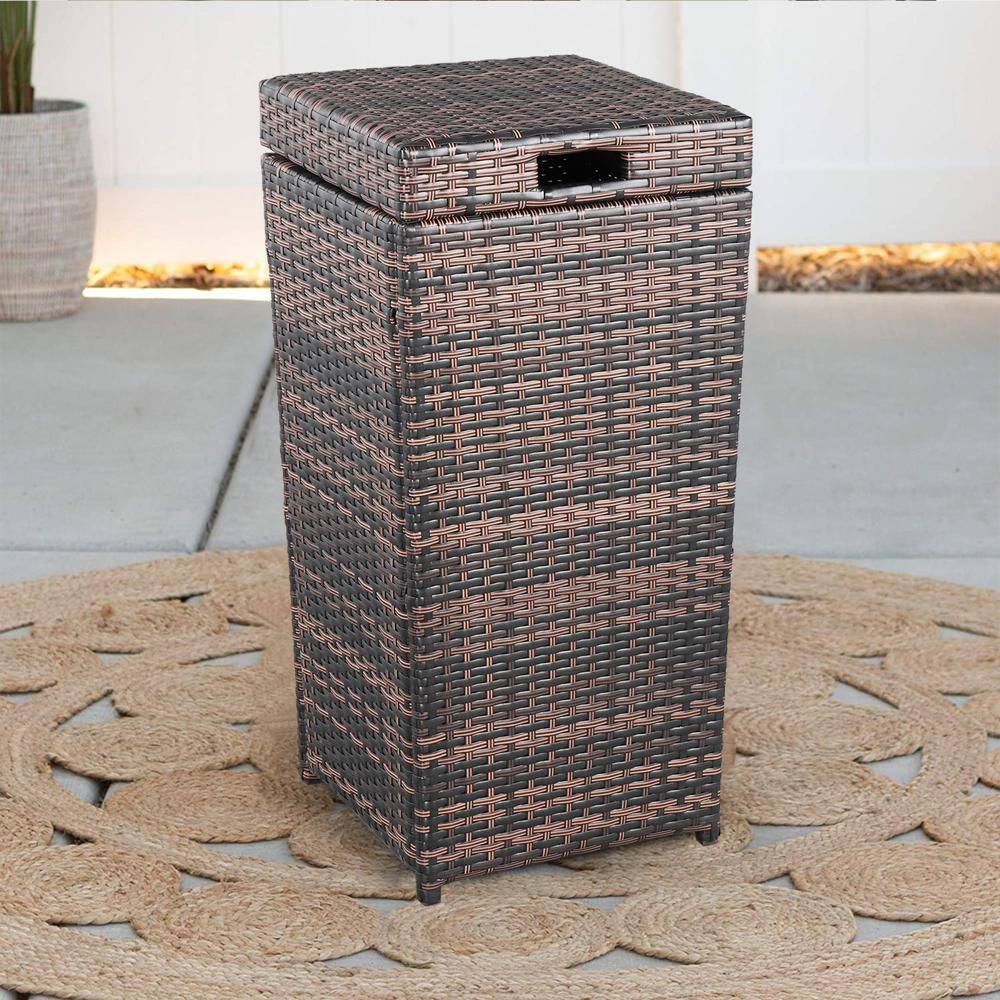 Karl home 24 Gal. Brown Outdoor Trash Can with Attached Lid 948347767418