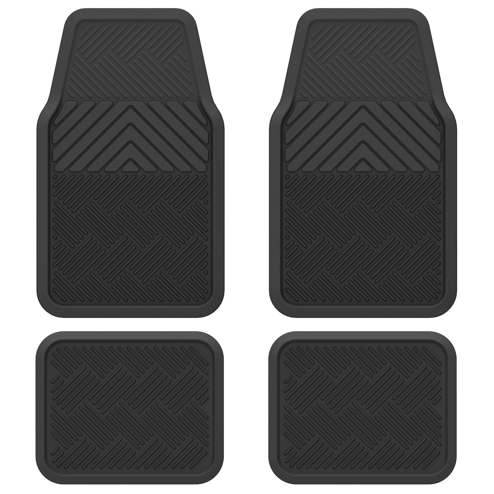 ClimaTex 4-Piece Heavy Duty Car， Truck， Van and SUV Automotive Floor Mats for Floor Protection， Weatherproof Deep Channel No-Slip Front and Rear Floor Mats for First Row and Second Row