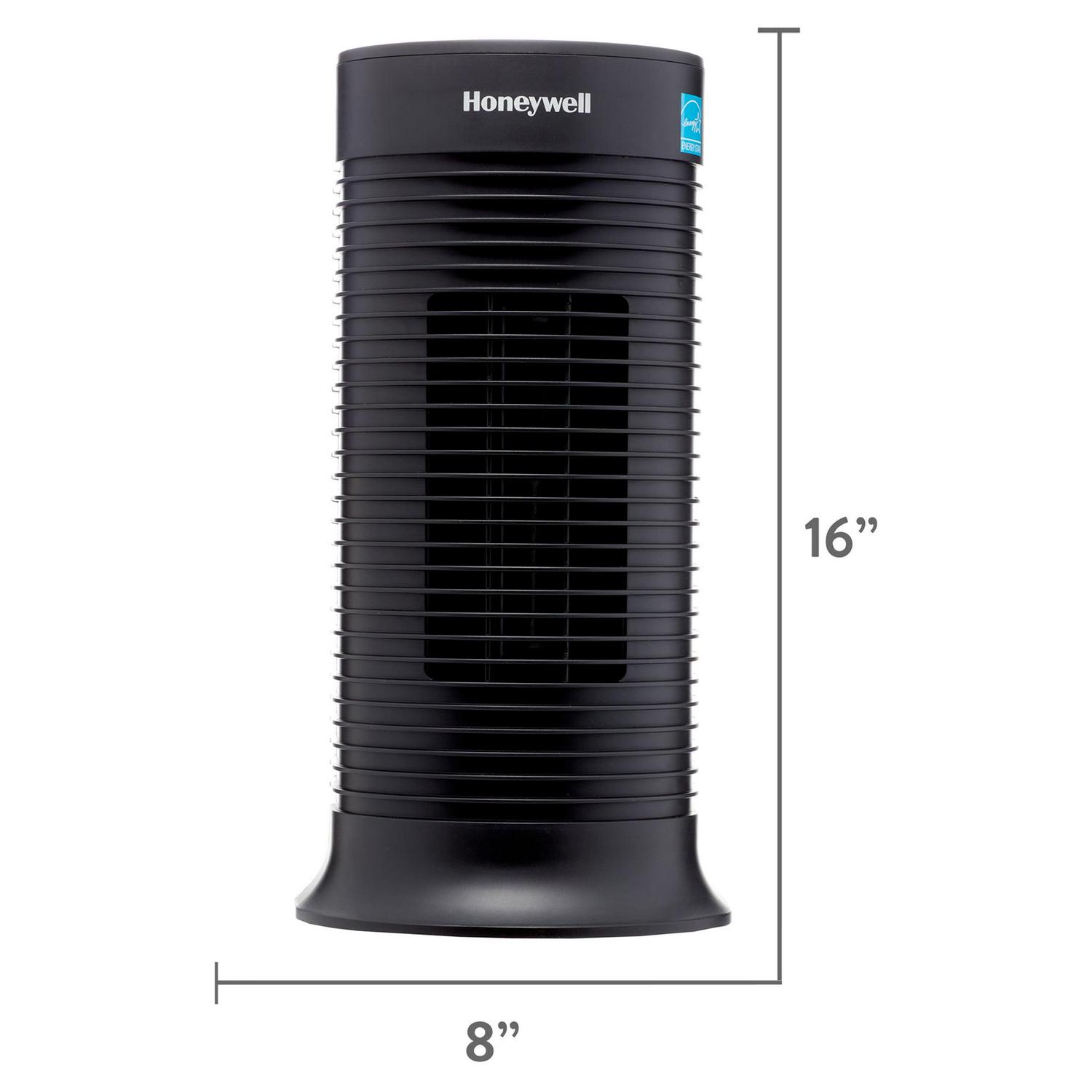 Honeywell AllergenPlus HEPA Tower Air Purifier， Airborne Allergen Reducer for Small Rooms (75 sq ft)， Black  Wildlfire/Smoke， Pollen， Pet Dander， and Dust Air Purifier， HPA060