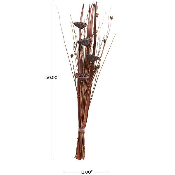 Brown Dried Plant Handmade Tall Bouquet Lotus Flower Home Decor Natural Foliage with Grass and Branch Accents