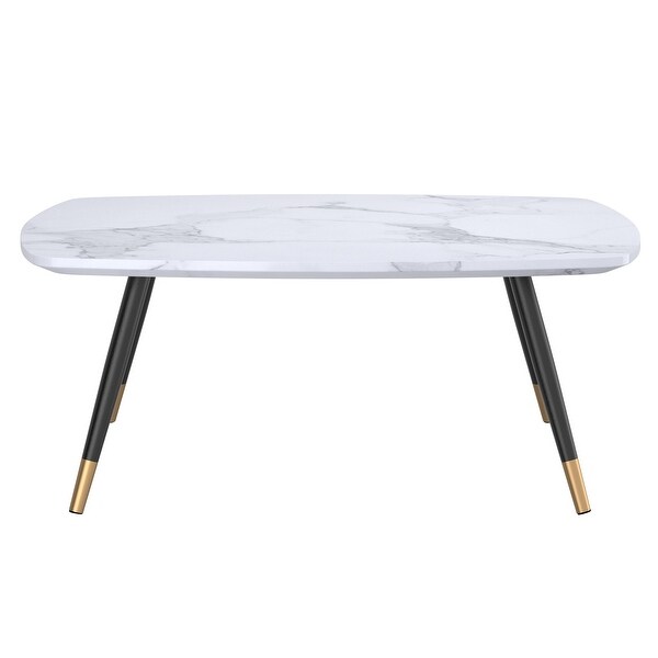 Contemporary MDF and Metal， Faux Marble Finish Rectangular Coffee Table