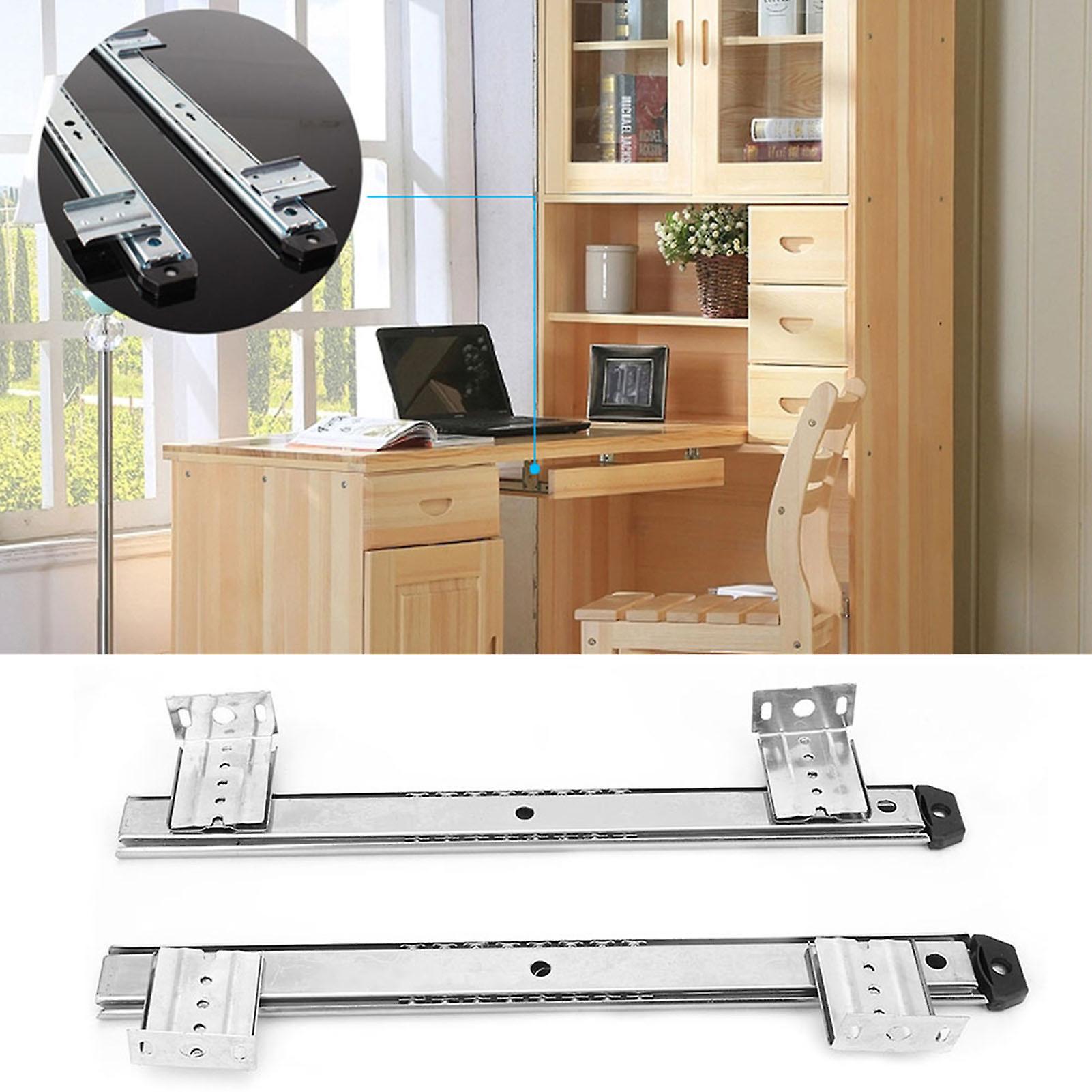 2pcs Thickened Cold Rolled Steel Computer Desk Keyboard Slide Rail Bracket(white)