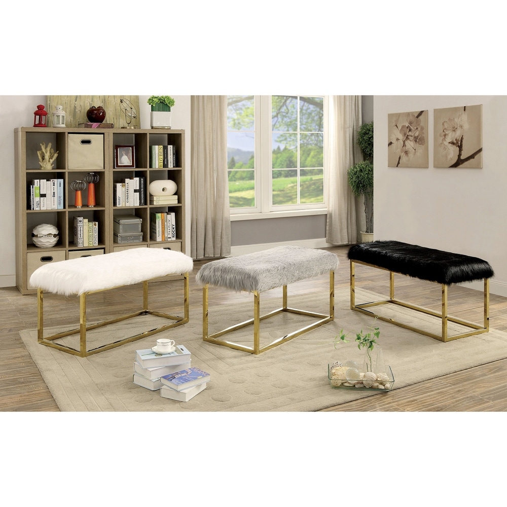 Tula Contemporary 40 inch Metal Entryway Bench by Furniture of America