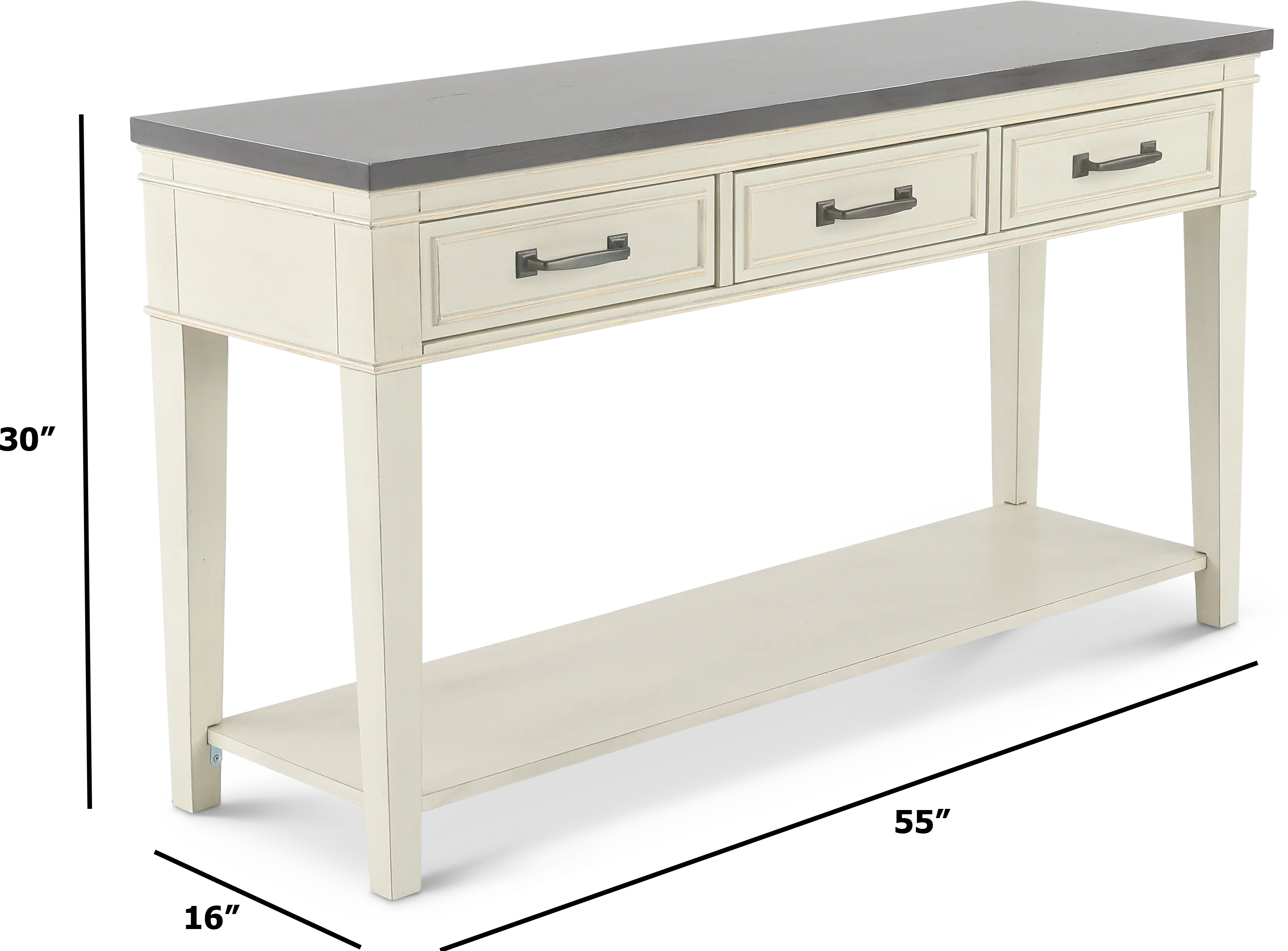 Del Mar Antique White and Gray Console Table