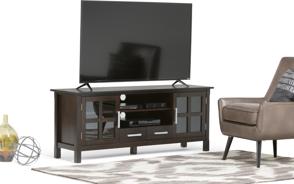 Kitchener SOLID WOOD 60 inch Wide TV Media Stand For TVs up to 65 inches   Transitional   Entertainment Centers And Tv Stands   by Simpli Home Ltd.  Houzz