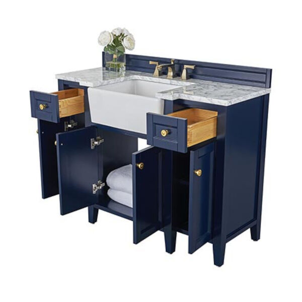 Adeline Heritage Blue 48-Inch Vanity Console with Farmhouse Sink