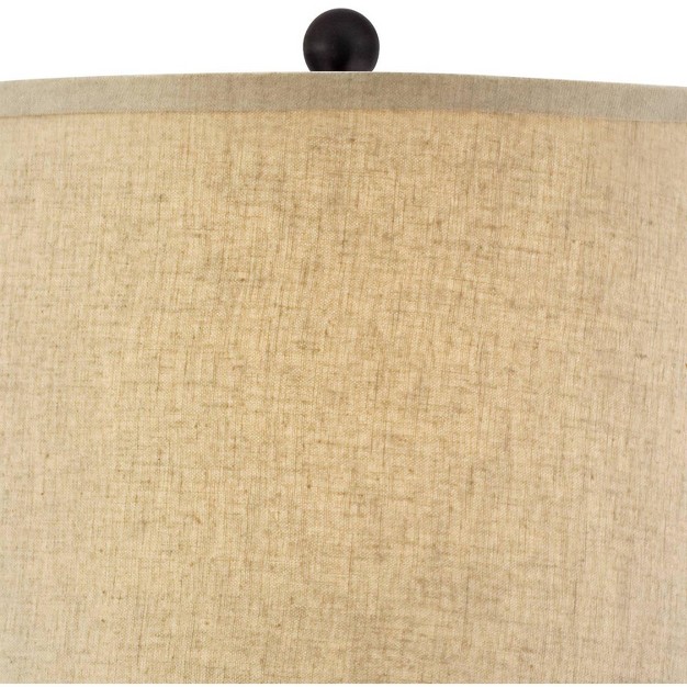 Tall Woven Wicker Pattern Beige Linen Drum Shade For Living Room Family Bedroom Bedside Nightstand