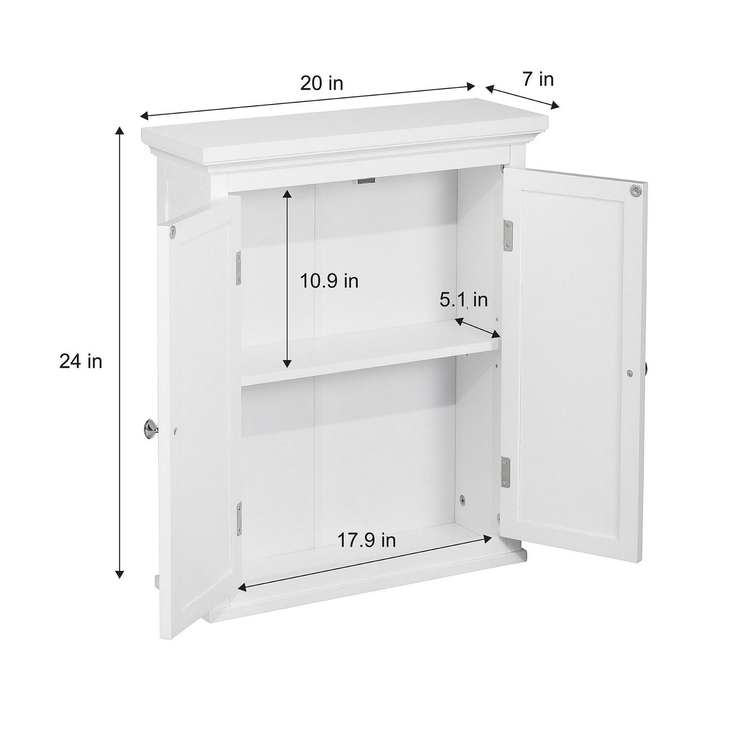 Teamson Home Glancy Wooden Wall Cabinet with Shutter Doors， White