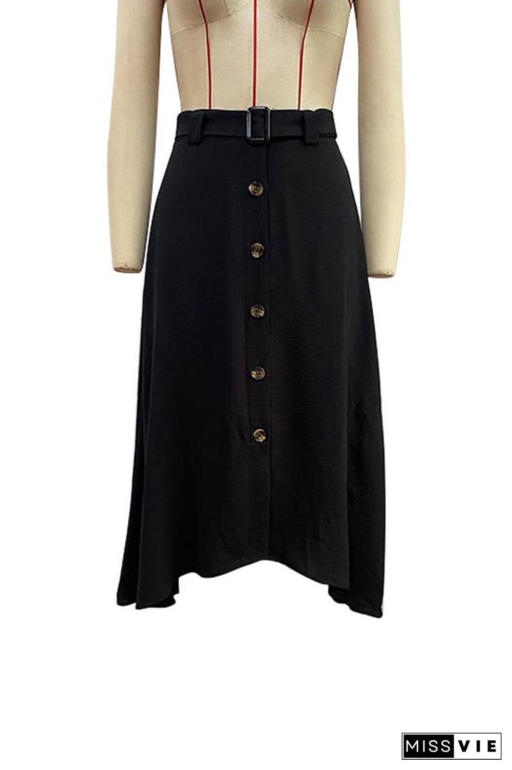 High Wasit Button Split Skirt Dress