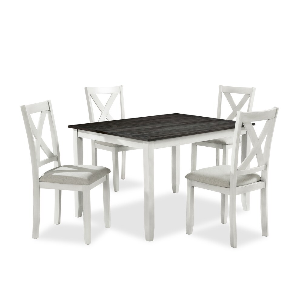 Cleyton Rustic Solid Wood Padded 5 Piece Dining Set by Furniture of America