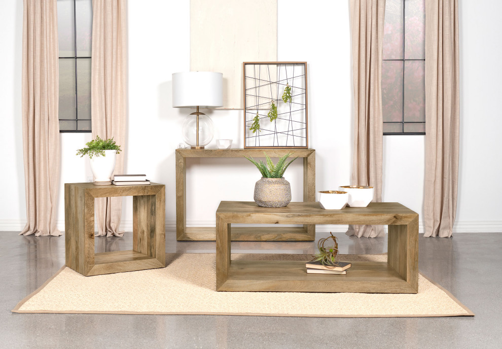 Benton Rectangular Solid Wood Sofa Table Natural   Modern   Console Tables   by Modon  Houzz