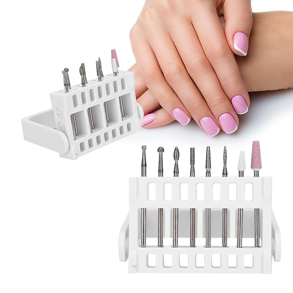 2pcs 16 Holes Nail Drill Bits Display Holders Stand Nail Grinding Head Storage Boxwhite