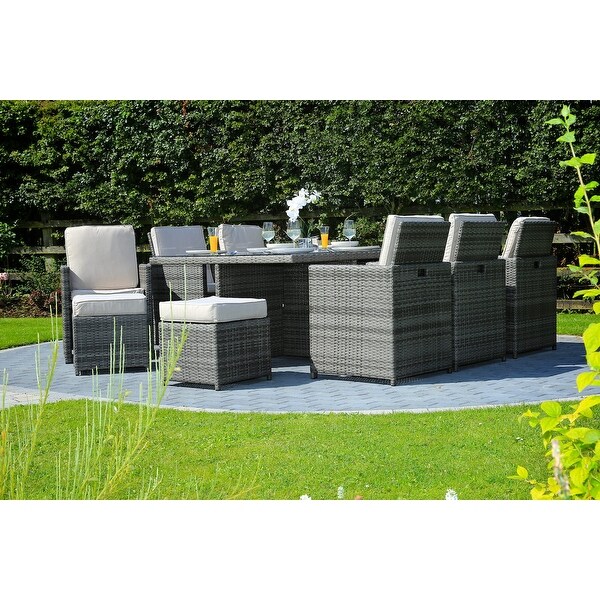 11piece Outdoor Dining Set With Cushions Wicker Furniture by Moda Furnishings