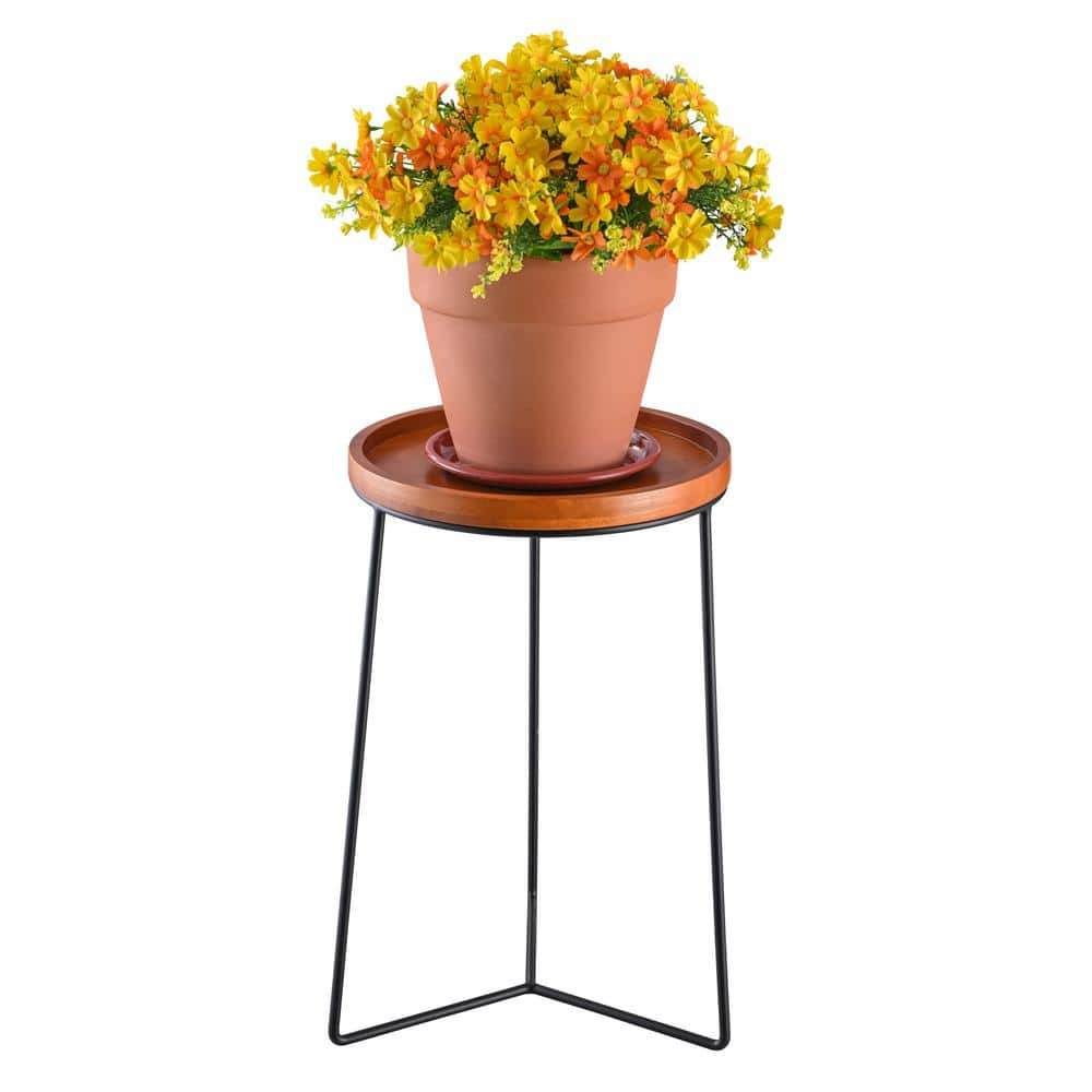 Vigoro 19 in. Triangle Base Wood Top Plant Stand 710174810