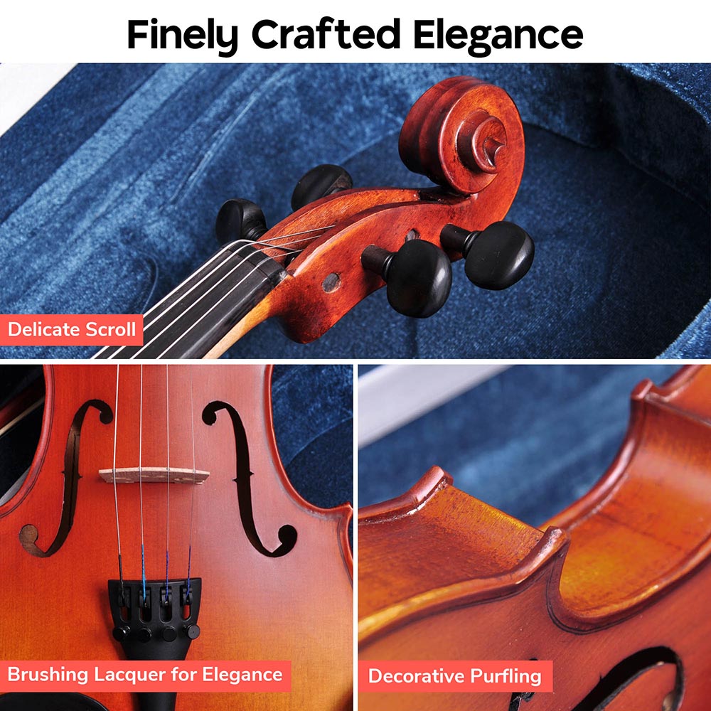 Vif Full Size Violin Advanced Student Fiddle w/ Bow Case Set A