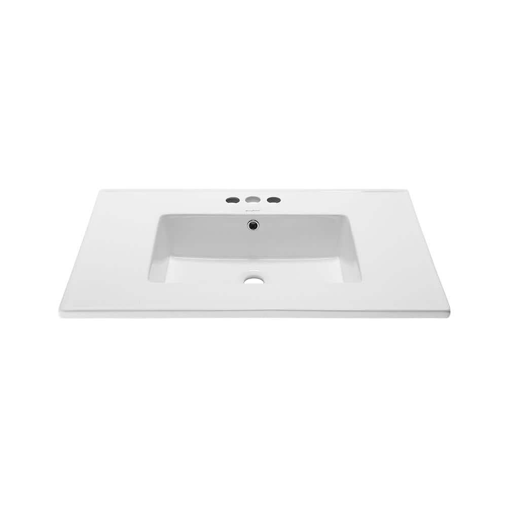 Swiss Madison Voltaire 31 in Vanity Top in Glossy White with 1Basin