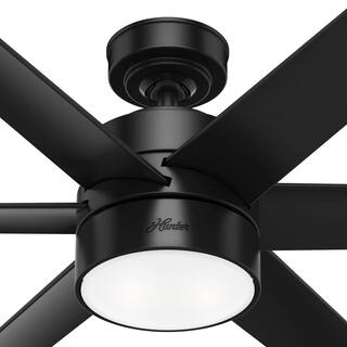 Hunter Solaria 60 in. Integrated LED IndoorOutdoor Matte Black Ceiling Fan with Light Kit and Wall Control 59624