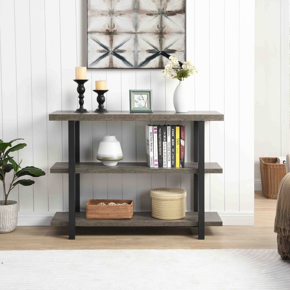 Wood and Metal Sofa Table  Narrow Hallway Table  3 Tier Console Table